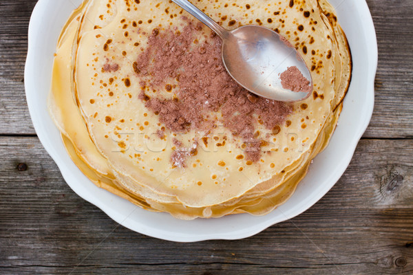 Foto stock: Panqueca · tradicional · topo · ver · madeira · jantar