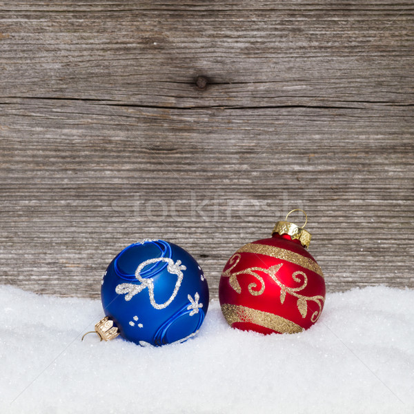 Rouge bleu Noël neige bois Photo stock © c12