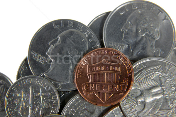 Penny monete seduta altro moneta dollari Foto d'archivio © ca2hill