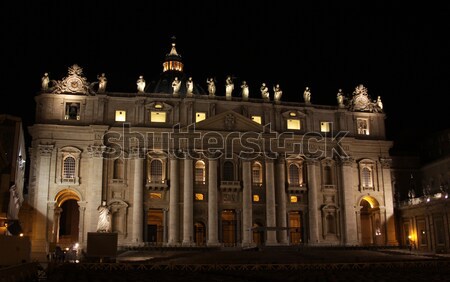 Dunkel Petersdom Vorderseite Vatikanstadt Nacht Kirche Stock foto © ca2hill