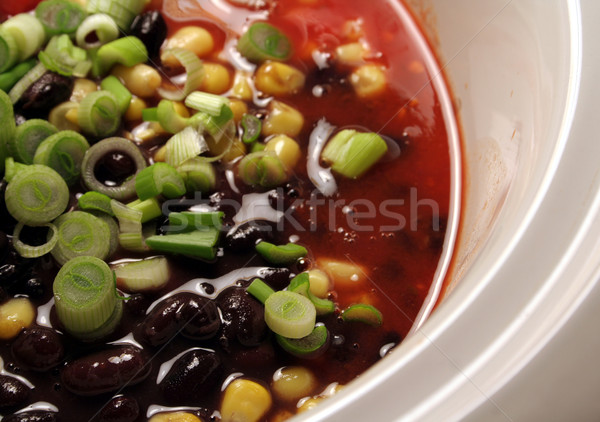 Foto stock: Lento · mexicano · sopa · primer · plano · negro · sopa · de · frijol