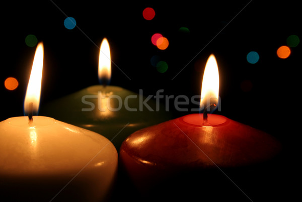 Tres velas Navidad hasta cerca Foto stock © ca2hill