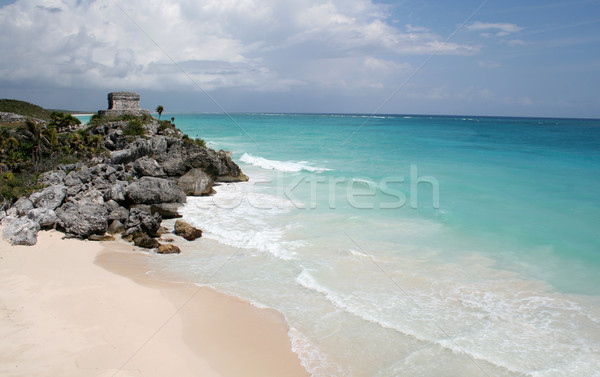Plaży shot ruiny piękna turkus Karaibów Zdjęcia stock © ca2hill