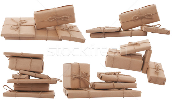 Geschenkdoos verschillend vorm witte papier bruiloft Stockfoto © caimacanul