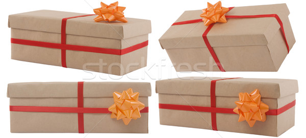 Geschenkdoos witte papier bruiloft gelukkig Stockfoto © caimacanul