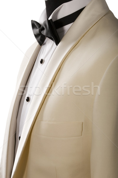 ceremony beige tuxedo, white shirt and black bowtie Stock photo © caimacanul