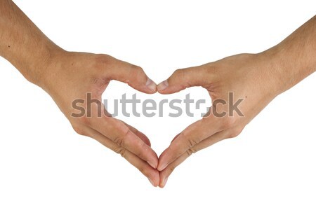 Dois mãos forma de coração branco casamento Foto stock © caimacanul
