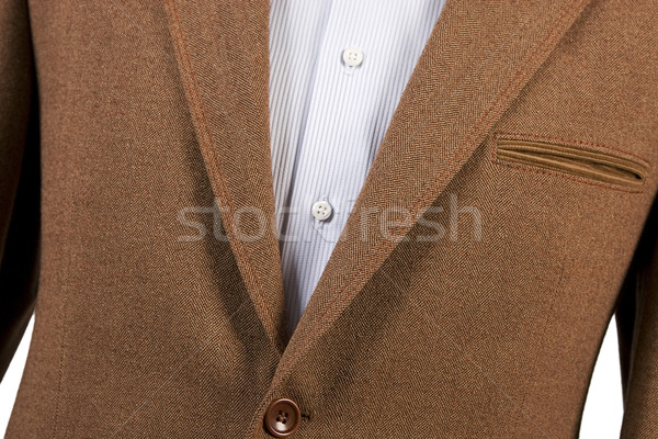Bruin pak detail gestreept Blauw shirt Stockfoto © caimacanul