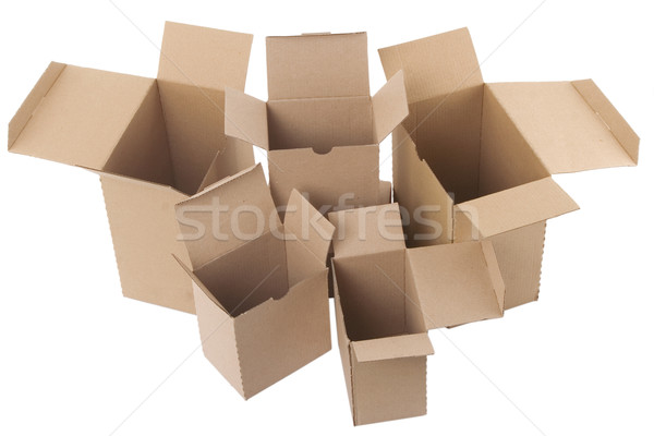 open brown cardboard boxes on white background Stock photo © caimacanul