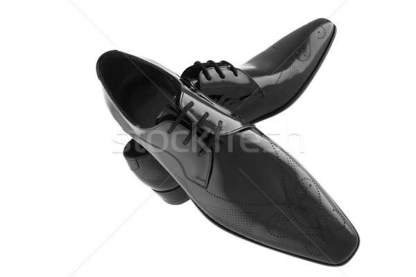 Zwarte man schoenen geïsoleerd witte business man Stockfoto © caimacanul
