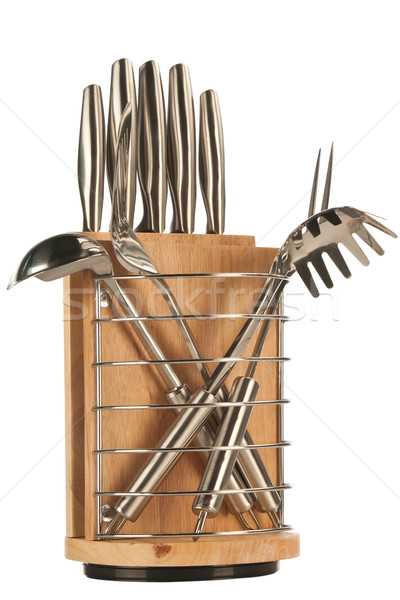 Zilver keuken lepel witte Stockfoto © caimacanul