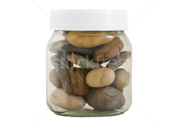 Transparant jar verschillend stenen witte goud Stockfoto © caimacanul