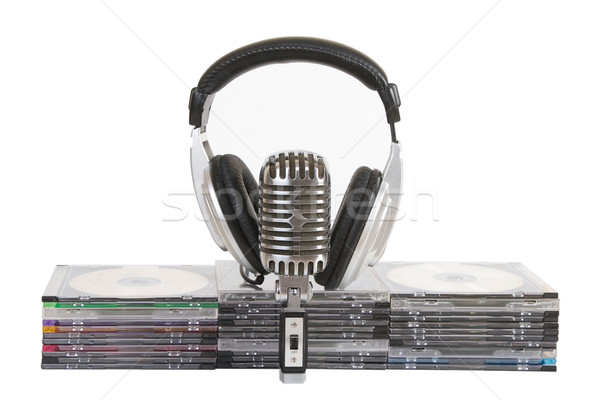 Vue casque vintage micro cd [[stock_photo]] © caimacanul