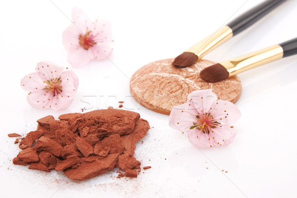 Brun poudre maquillage fleurs deux brosse [[stock_photo]] © caimacanul