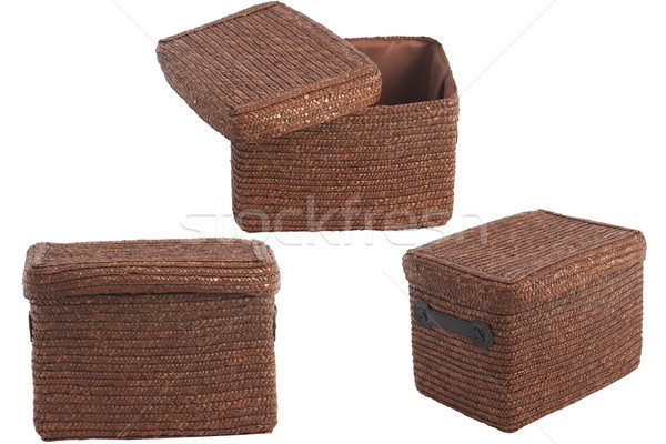 decorative brown wicker basket with lid Stock photo © caimacanul