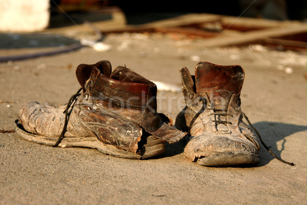 Vieux bottes vue paire Voyage [[stock_photo]] © caimacanul