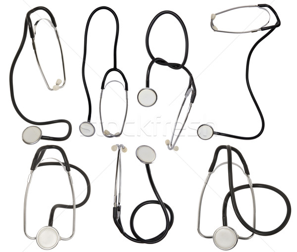 Collectie witte stethoscoop achtergrond metaal geneeskunde Stockfoto © caimacanul