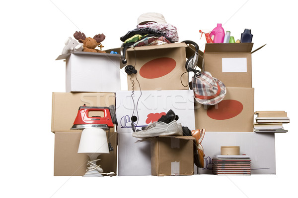 Vervoer karton dozen boeken kleding huis Stockfoto © caimacanul