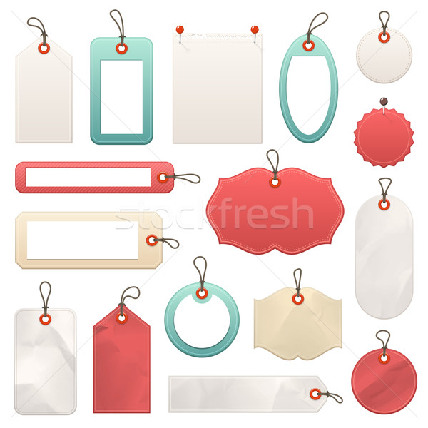 Foto stock: Vector · etiquetas · colección · diferente · papel · verde