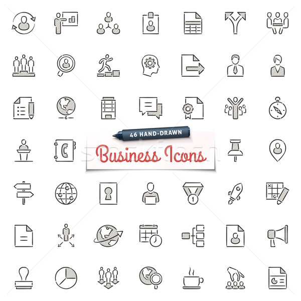 Hand-Drawn Business Icons Stock photo © cajoer