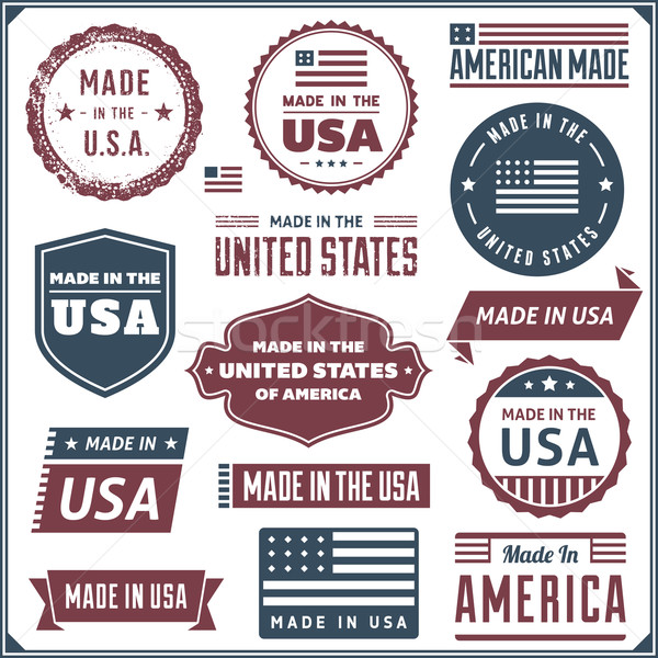 SUA etichete colectie roşu albastru vector Imagine de stoc © cajoer