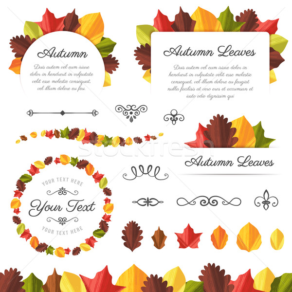 Gyűjtemény mintázott vektor őszi levelek terv elemek Stock fotó © cajoer