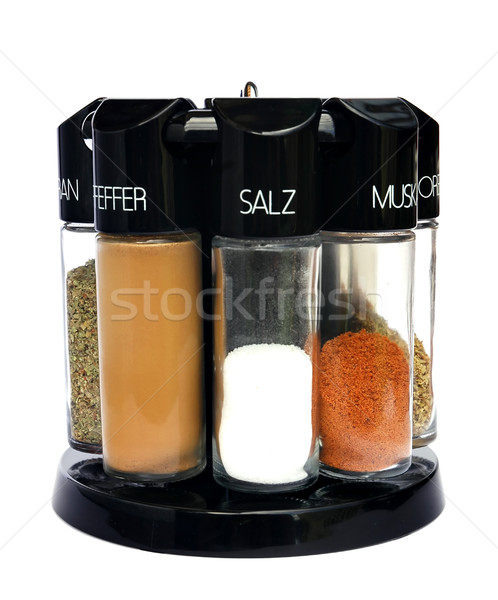 Temperos noz-moscada orégano caril sal pimenta Foto stock © Calek