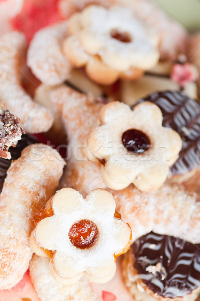 Noël cookies fleur fond groupe rouge [[stock_photo]] © Calek