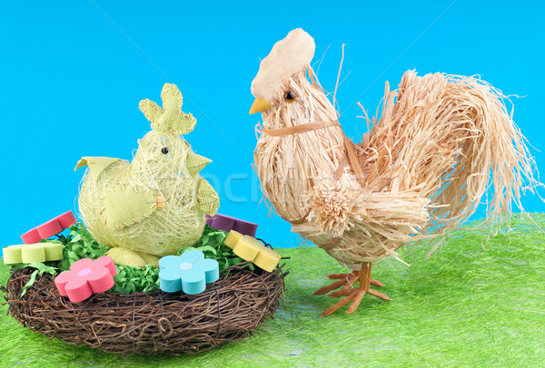 Cazzo gallina Pasqua decorazione primavera erba Foto d'archivio © Calek