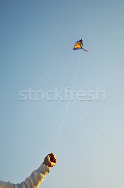 кайт Flying цвета стороны женщину небе Сток-фото © Calek