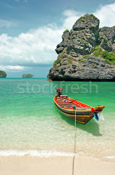 Barcă mare Tailanda plajă natură vară Imagine de stoc © Calek