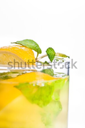商業照片: 莫吉托 · 雞尾酒 · 關閉 · 新鮮 · 檸檬 · 果汁