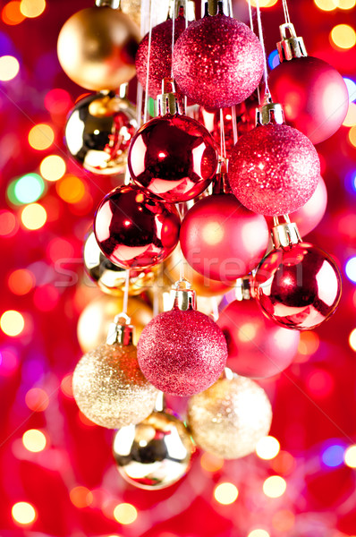 Rood goud christmas opknoping lichten Stockfoto © calvste