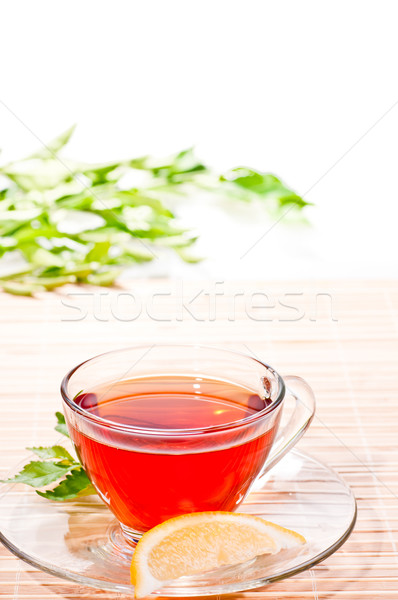 Caliente limón té vidrio taza fondo Foto stock © calvste