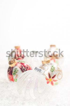 Glas christmas sneeuw kleurrijk achtergrond groene Stockfoto © calvste