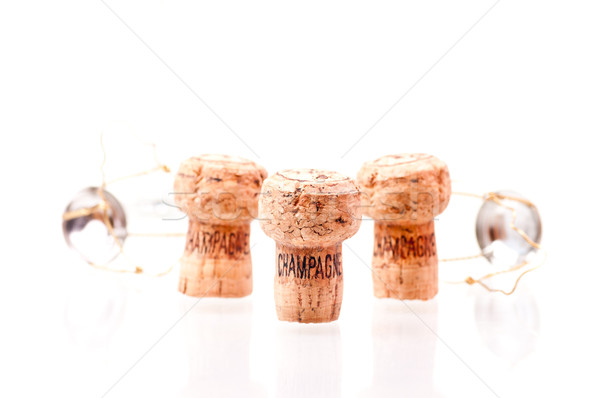 Foto stock: Tres · champán · línea · blanco · vino