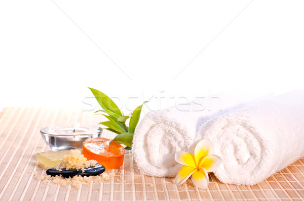 Spa zen steen zeep bloem Stockfoto © calvste