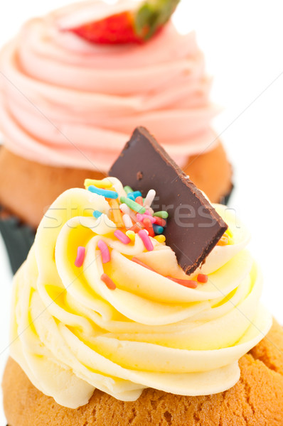Vanilla cupcake topping vertical close up Stock photo © calvste