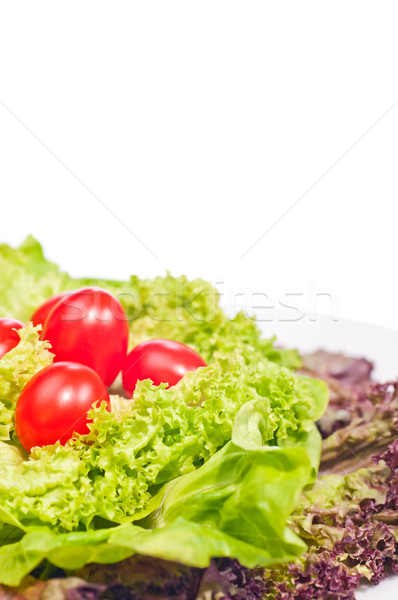 Vers sla tomaat plaat variëteit kerstomaatjes Stockfoto © calvste
