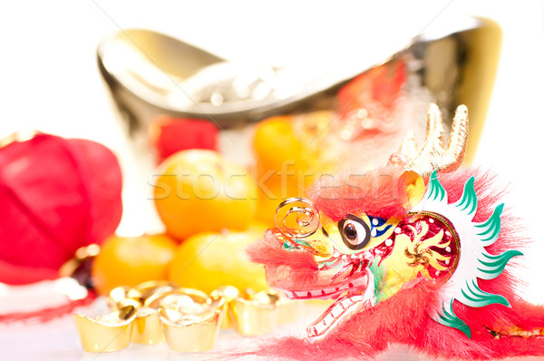 Jaar draak decoratie groot goud Stockfoto © calvste
