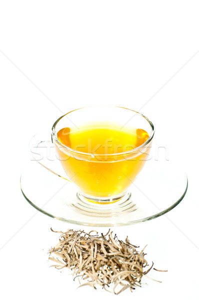 Plata consejos taza de té aislado blanco salud Foto stock © calvste