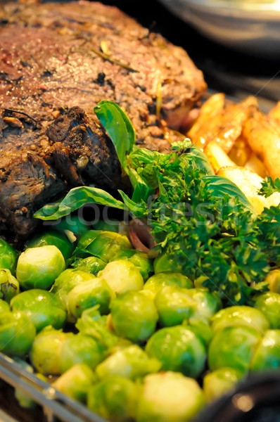 Roast beef and brussels sprouts Stock photo © calvste