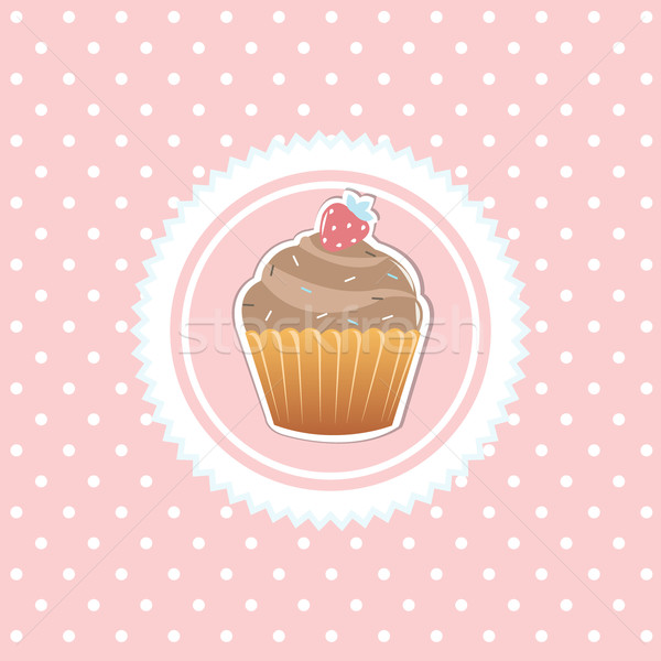Jahrgang Karte Cupcake isoliert rosa Hochzeit Stock foto © cammep