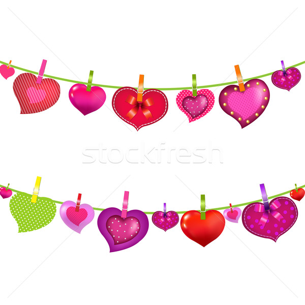 Color Hearts On Clothespegs Stock photo © cammep