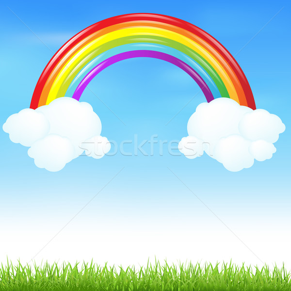 Stockfoto: Kleurrijk · regenboog · gras · wolk · wolken · tuin