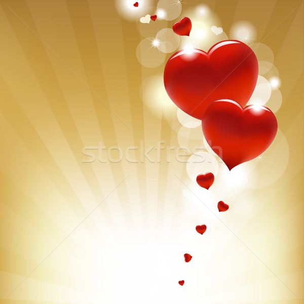 Gold Background With Star And Hearts Stock photo © cammep