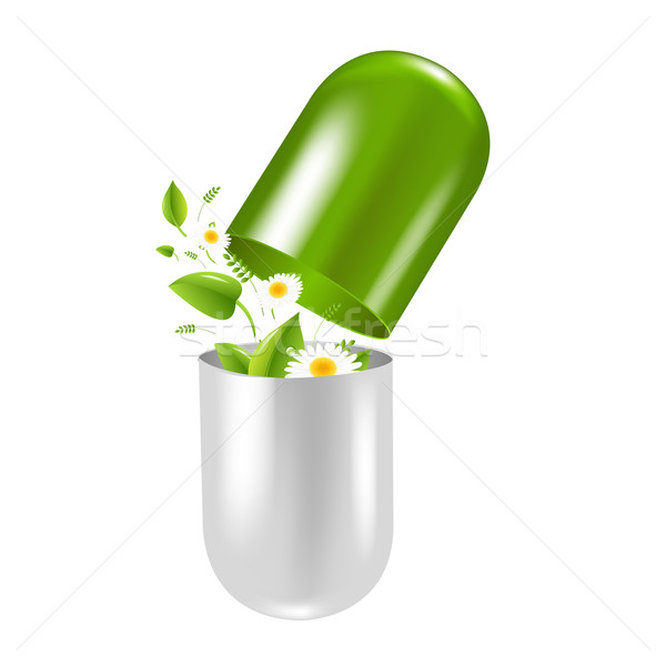 Pill With Herbs And Camomile Stock photo © cammep