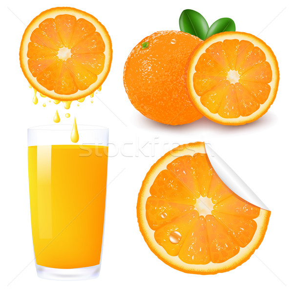 Foto stock: Fruto · de · laranja · conjunto · isolado · branco · comida · fruto