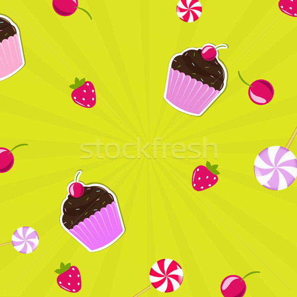 Birthday Card With Cupcake     Stock photo © cammep