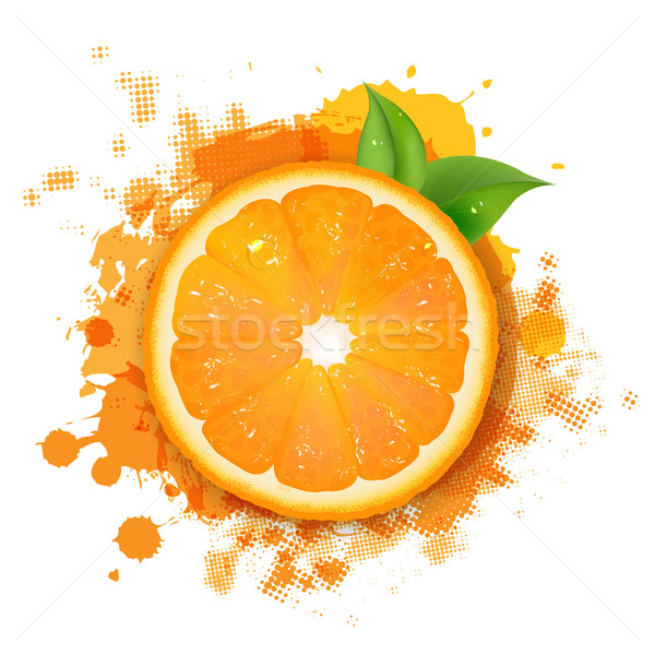 Orange With Orange Blob And Green Leaves Stock photo © cammep